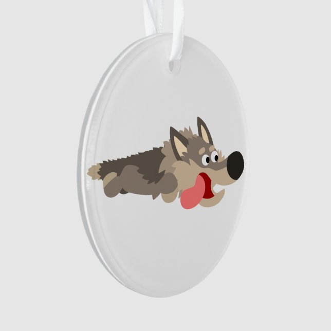Cute Fleet Cartoon Wolf Acrylic Ornament (Front)