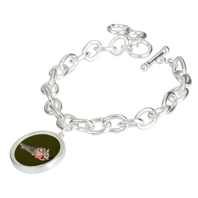Cute Fleet Cartoon Wolf Charm Bracelet (Side)
