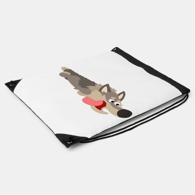 Cute Fleet Cartoon Wolf Drawstring Backpack (Side)