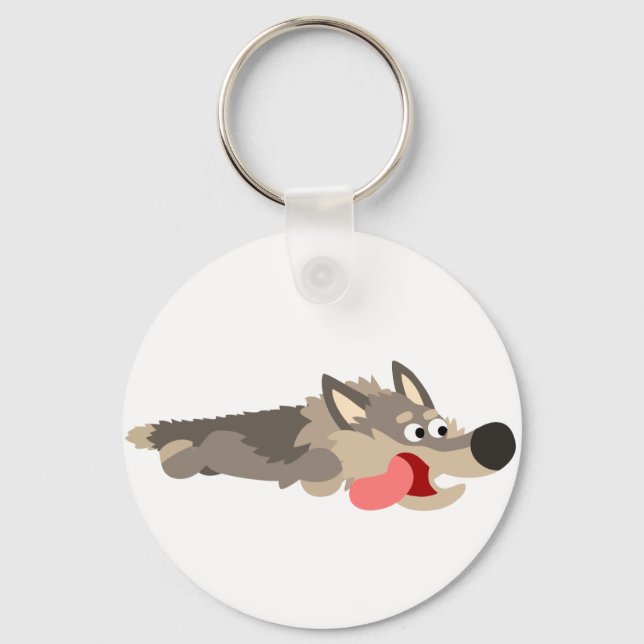 Cute Fleet Cartoon Wolf Keychain (Front)