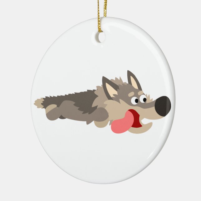 Cute Fleet Cartoon Wolf Ornament (Left)