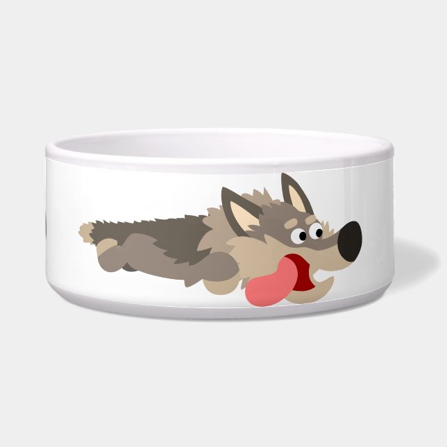 Cute Fleet Cartoon Wolf Pet Bowl (Front)