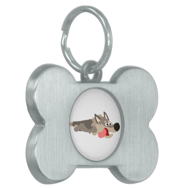 Cute Fleet Cartoon Wolf Pet Tag (Front Left)