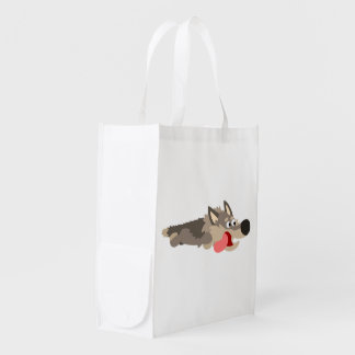 Cute Fleet Cartoon Wolf Reusable Bag