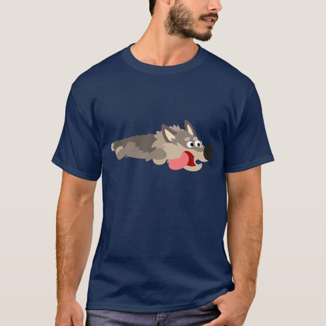 Cute Fleet Cartoon Wolf T-Shirt (Front)