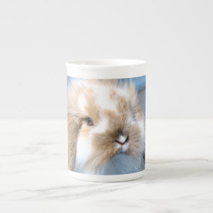 Cute Flemish white and brown rabbit Bone China Mug
