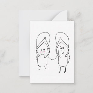 cute flip flop, couple, sandal theme note card