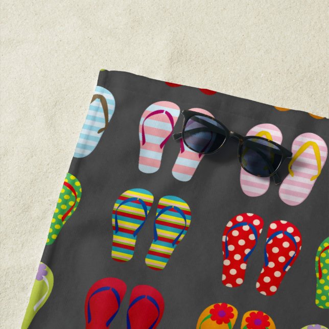 Cute flip flop sandals beach shoes beach style towel (In Situ)