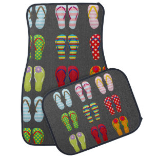 Cute flip flop sandals colorful girly funky car floor mat