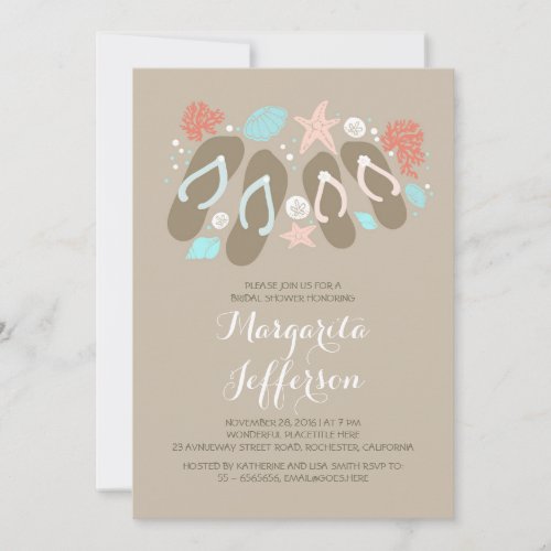 cute flip flops beach bridal shower invites