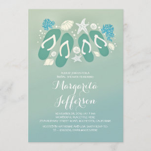 cute flip flops beach bridal shower invites