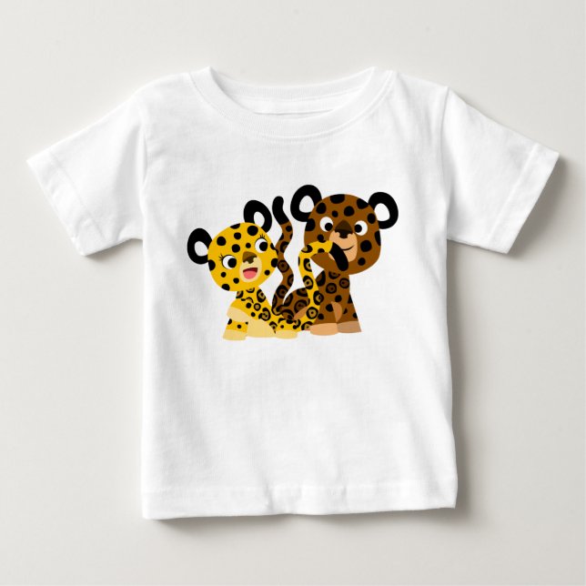 Cute Flirtatious Cartoon Jaguars Baby T-Shirt (Front)