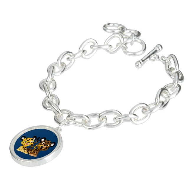 Cute Flirtatious Cartoon Jaguars Charm Bracelet (Side)