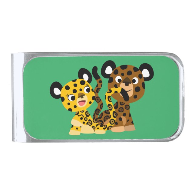 Cute Flirtatious Cartoon Jaguars Money Clip (Front)