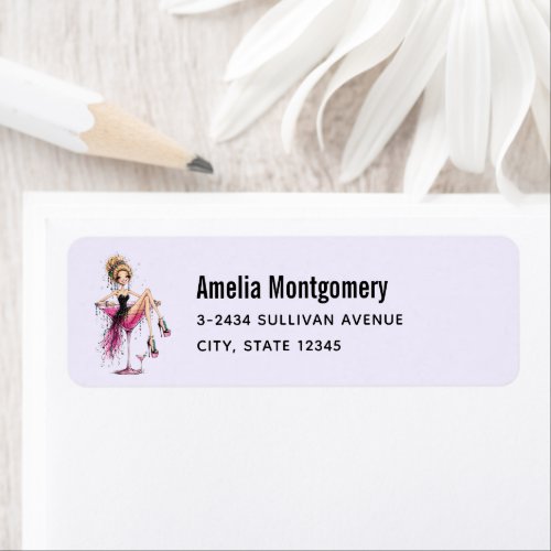 Cute Flirty Girl in a Martini Glass - Address Label