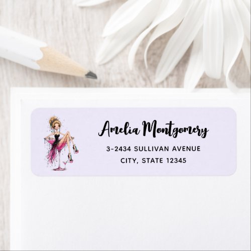 Cute Flirty Girl in a Martini Glass Address Label