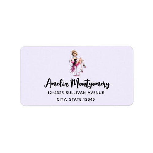 Cute Flirty Girl in a Martini Glass Address Label