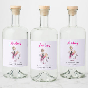 Cute Flirty Girl in a Martini Glass Bachelorette Liquor Bottle Label