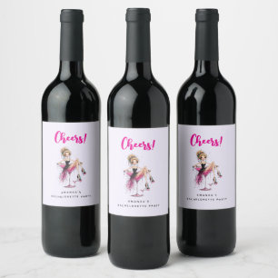 Cute Flirty Girl in a Martini Glass Bachelorette Wine Label