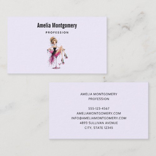 Cute Flirty Girl in a Martini Glass Business Card