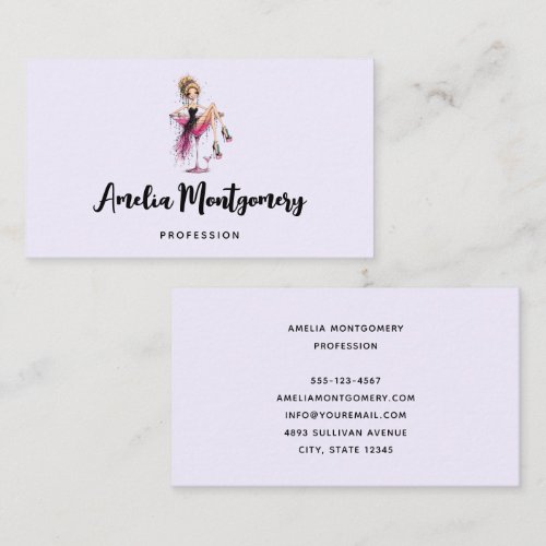 Cute Flirty Girl in a Martini Glass Business Card