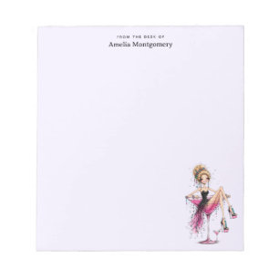 Cute Flirty Girl in a Martini Glass Notepad