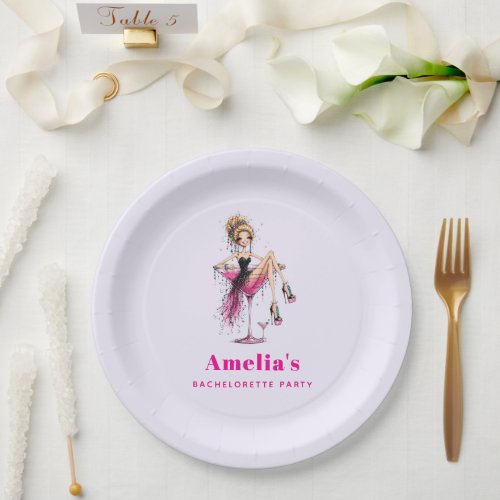 Cute Flirty Girl in a Martini Glass Paper Plates