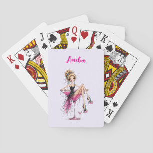 Cute Flirty Girl in a Martini Glass Poker Cards