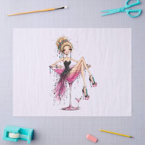 Cute Flirty Girl in a Martini Glass Tissue Paper