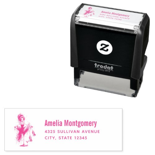 Cute Flirty Lady in a Martini Glass Address Self-inking Stamp