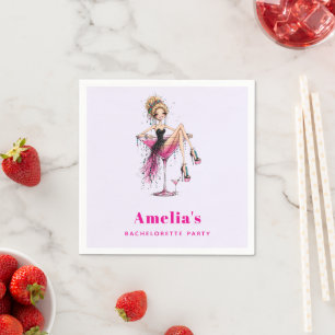 Cute Flirty Lady in a Martini Glass Bachelorette Napkins