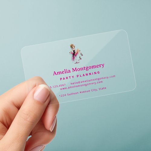Cute Flirty Lady in a Martini Glass Clear Business Cards