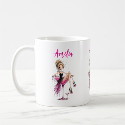 Cute Flirty Lady in a Martini Glass Coffee Mug