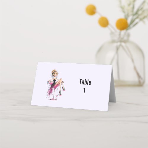 Cute Flirty Lady in a Martini Glass Place Card