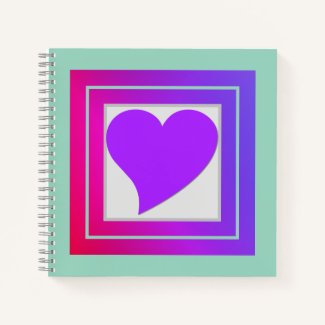 Cute Flirty Purple Heart, Pink and Red on Teal