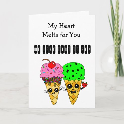Cute Flirty Romantic Ice Cream Cones Card