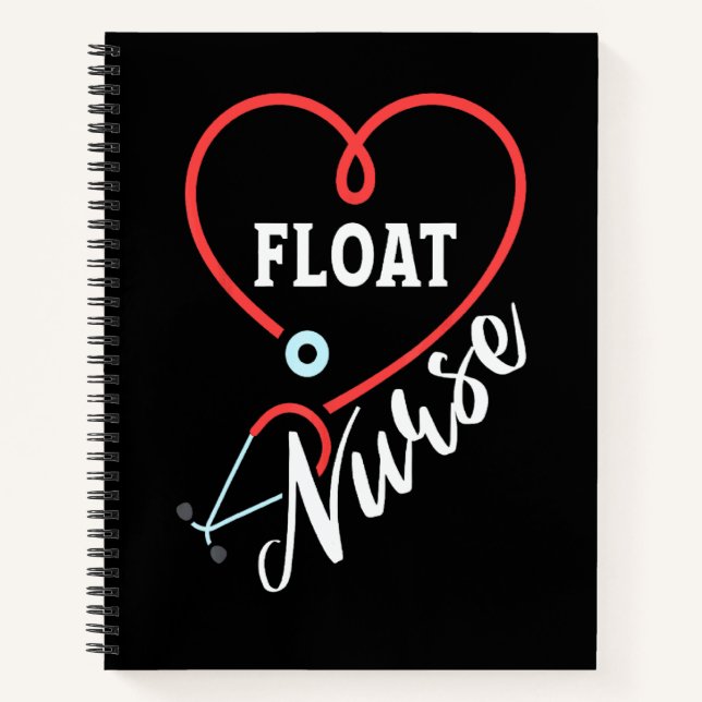 Cute Float Nurse Heart Notebook (Front)