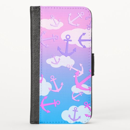 Cute Floating Anchors Coloful Pastel iPhone X Wallet Case