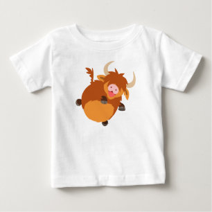 Cute Floating Cartoon Highland Cow Baby T-Shirt