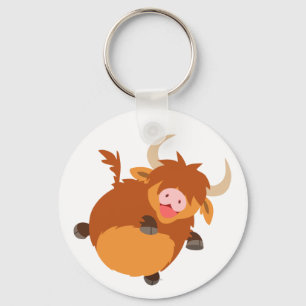 Cute Floating Cartoon Highland Cow Keychain