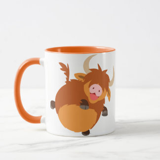 Cute Floating Cartoon Highland Cow Mug