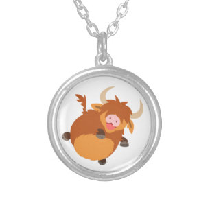 Cute Floating Cartoon Highland Cow Necklace