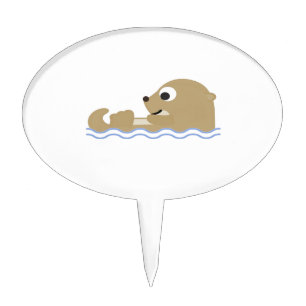 Cute Floating Otter Cake Topper