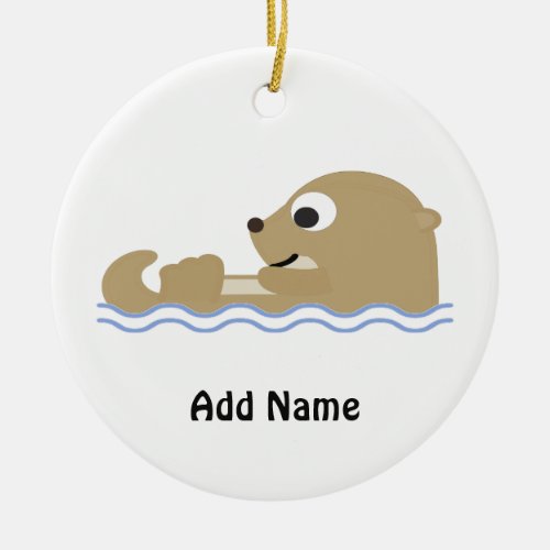 Cute Floating Otter Ceramic Ornament