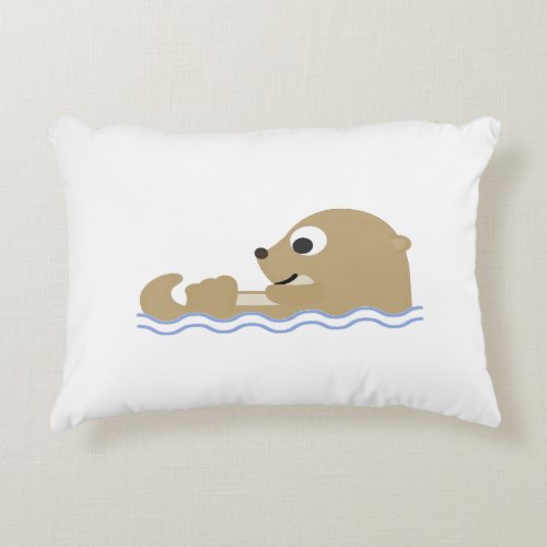 Cute Floating Otter Decorative Pillow