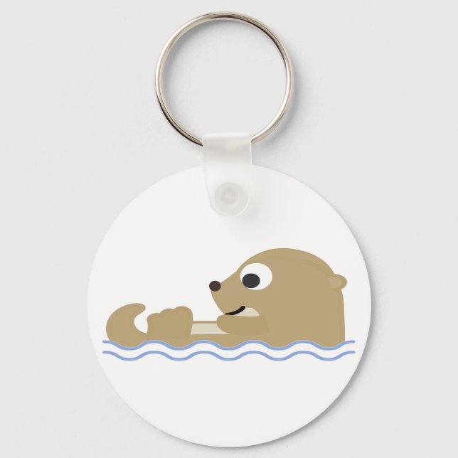 Cute Floating Otter Keychain (Front)