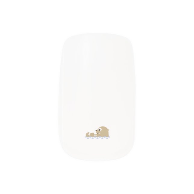 Cute Floating Otter Minx Nail Art (Right Thumb)