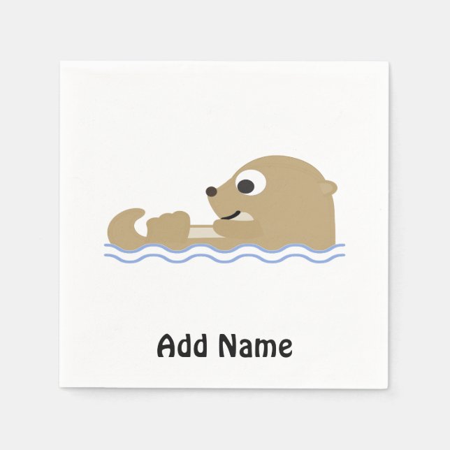 Cute Floating Otter Napkins (Front)