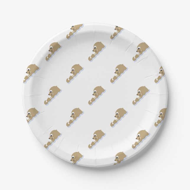 Cute Floating Otter Paper Plates (Front)