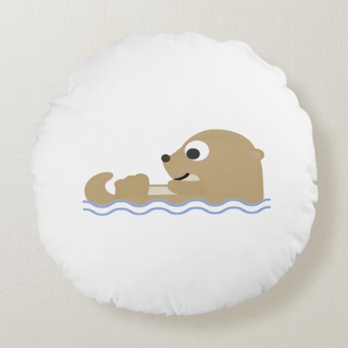 Cute Floating Otter Round Pillow